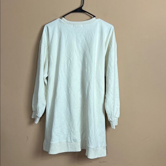 X2 NYC Size OSFM White Cream Oversized ‘LA’ Sweatshirt w/Wrap Around Tie Sleeves - Picture 4 of 7